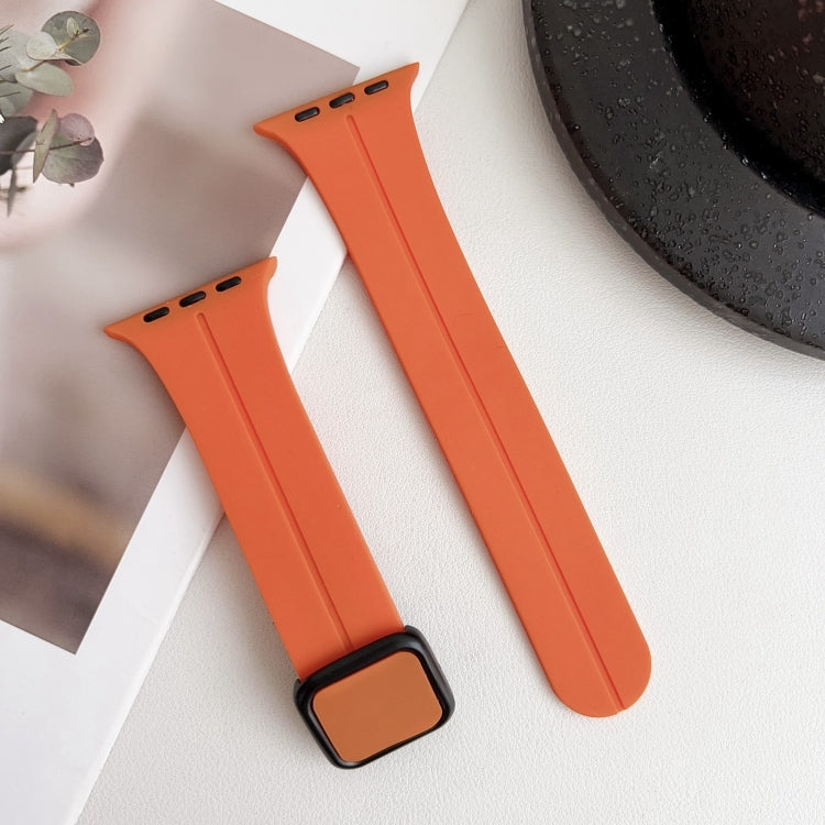 Rynx | For Apple Watch SE 2022 44mm Magnetic Square Buckle Silicone Watch Strap (Orange)