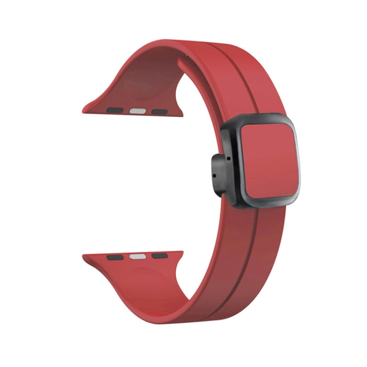 Rynx | For Apple Watch 38mm Magnetic Square Buckle Silicone Watch Band (Red)