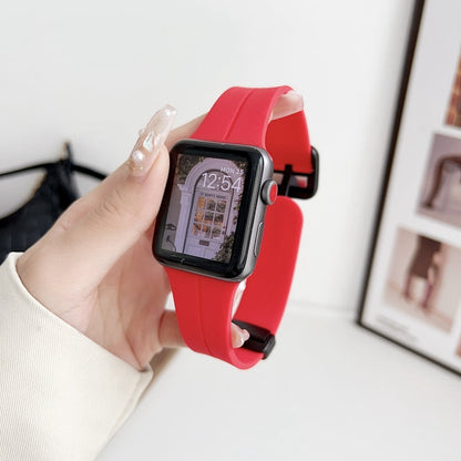 Rynx | For Apple Watch 38mm Magnetic Square Buckle Silicone Watch Band (Red)