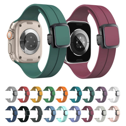 Rynx | For Apple Watch 38mm Magnetic Square Buckle Silicone Watch Band (Red)
