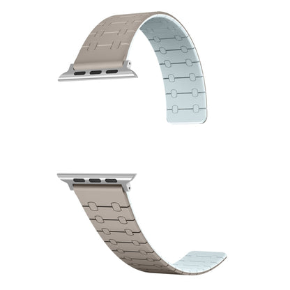 Rynx | For Apple Watch Series 9 41mm Two Colors Loop Magnetic Silicone Watch Band (Khaki+Light Green)