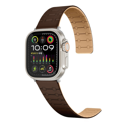 Rynx | For Apple Watch Series 9 41mm Two-Color Straps Magnetic Silicone Watch Band (Dark Brown+Light Brown)