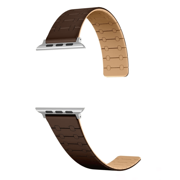 Rynx | For Apple Watch Series 9 41mm Two-Color Straps Magnetic Silicone Watch Band (Dark Brown+Light Brown)