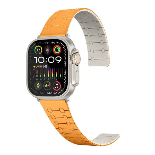 Rynx | For Apple Watch Series 8 41mm Two-Color Loop Magnetic Silicone Watch Band (Orange+Starlight)