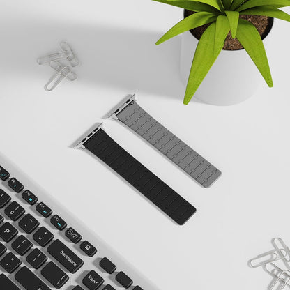 Rynx | For Apple Watch Series 5 40mm Two-Colored Loop Magnetic Silicone Watch Strap (Black+Gray)