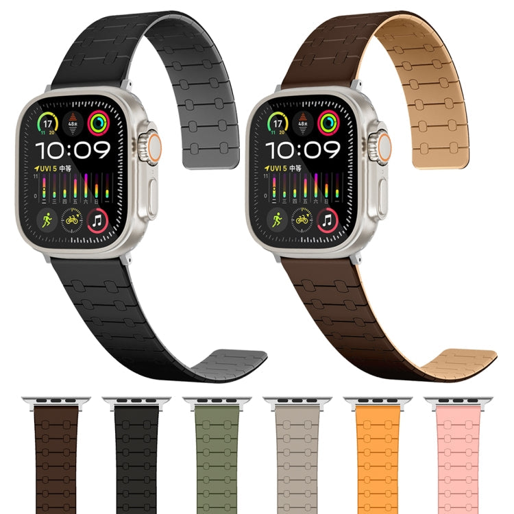 Rynx | For Apple Watch Series 9 41mm Two-Color Straps Magnetic Silicone Watch Band (Dark Brown+Light Brown)