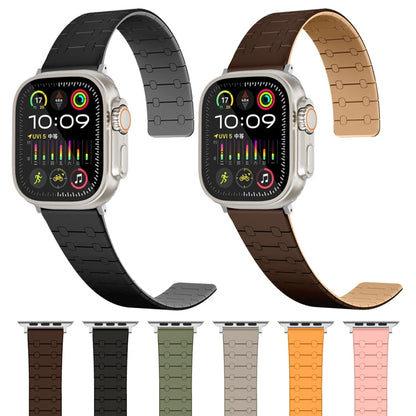 Rynx | For Apple Watch Series 9 41mm Two-Color Straps Magnetic Silicone Watch Band (Dark Brown+Light Brown)