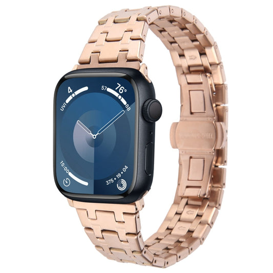 Rynx | For Apple Watch Series 9 45 mm Double T Stainless Steel Strap (Rose Gold)
