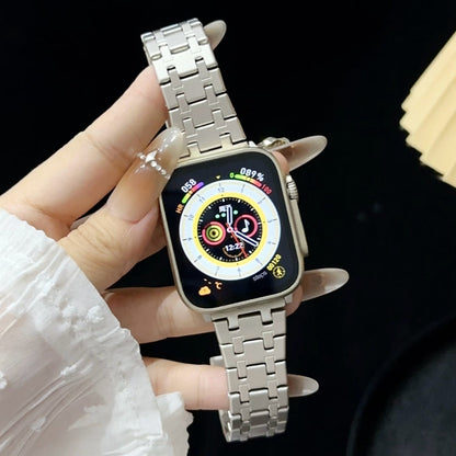 Rynx | For Apple Watch Series 9 45mm Double-T Stainless Steel Bracelet (Starlight)