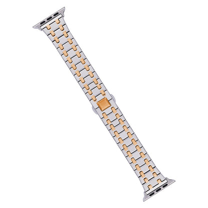 Rynx | For Apple Watch Series 4 44mm Double T Stainless Steel Bracelet (Silver Rose Gold)