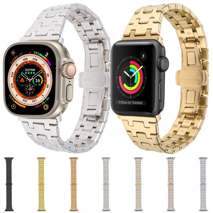 Rynx | For Apple Watch Series 9 45mm Double T Stainless Steel Bracelet (Gold)
