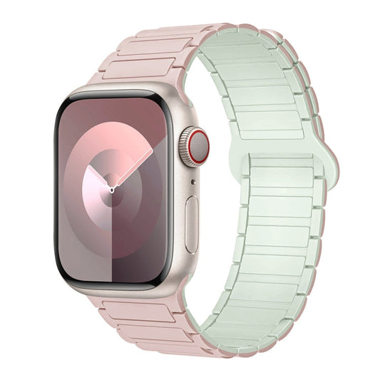 Rynx | For Apple Watch Series 9 45mm I-shaped magnetic silicone watch band (Pink Mint)