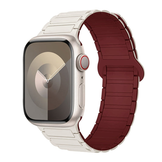 Rynx | For Apple Watch Series 9 45mm I-shaped magnetic silicone watch band (Starlight Wine Red)