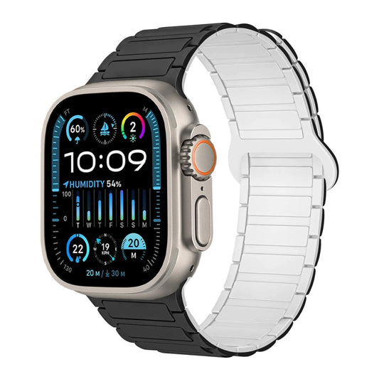 Rynx | For Apple Watch Ultra 49mm I-shaped magnetic silicone watch strap (Black White)