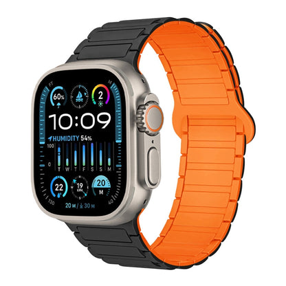 Rynx | For Apple Watch Ultra 49mm I-shaped magnetic silicone strap (Black Orange)