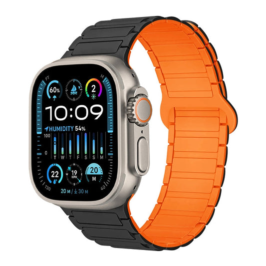 Rynx | For Apple Watch Ultra 49mm I-shaped magnetic silicone strap (Black Orange)