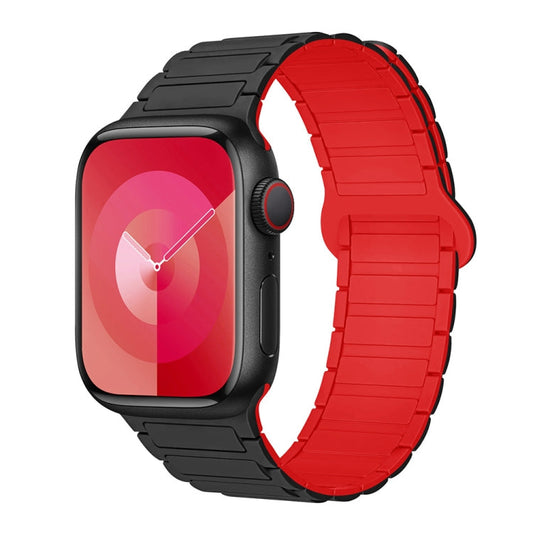 Rynx | For Apple Watch Series 8 45mm I-shaped magnetic silicone watch band (Black Red)