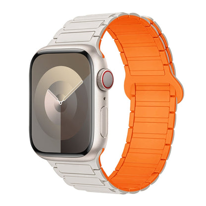 Rynx | For Apple Watch Series 4 40mm I-shaped magnetic silicone watch strap (White Orange)