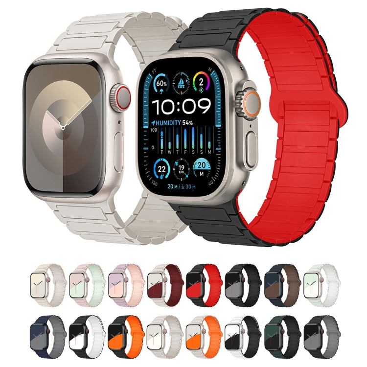 Rynx | For Apple Watch Series 4 44mm I-shaped Magnetic Silicone Strap (Black Orange)