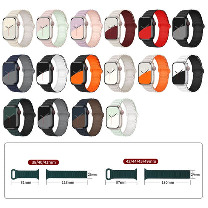 Rynx | For Apple Watch Series 4 44mm I-shaped Magnetic Silicone Strap (Black Orange)