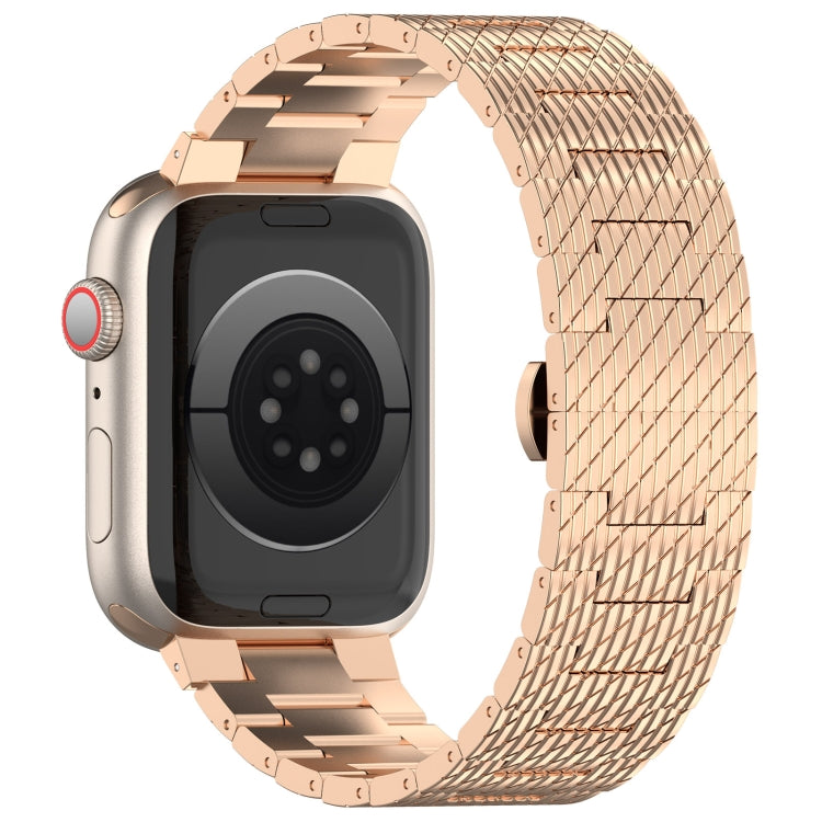 Rynx | For Apple Watch Series 9 45mm Twill Stainless Steel Bracelet (Rose Gold)