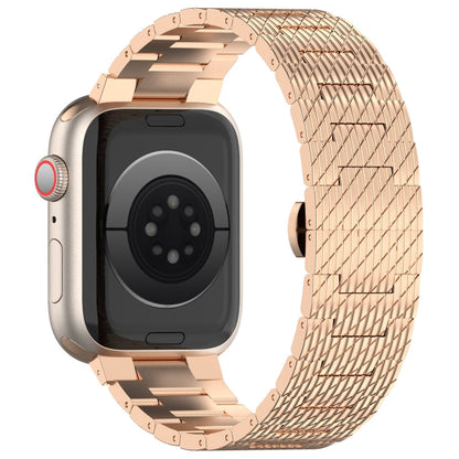 Rynx | For Apple Watch Series 9 45mm Twill Stainless Steel Bracelet (Rose Gold)