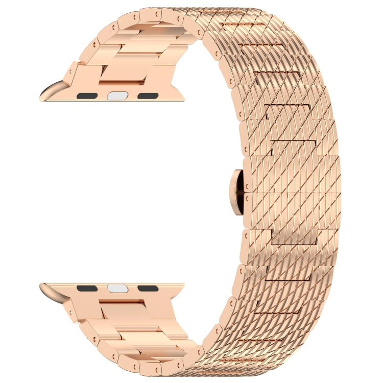 Rynx | For Apple Watch Series 9 45mm Twill Stainless Steel Bracelet (Rose Gold)