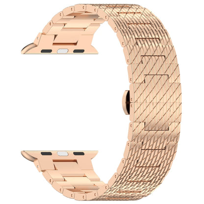 Rynx | For Apple Watch Series 9 45mm Twill Stainless Steel Bracelet (Rose Gold)