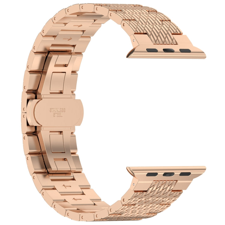 Rynx | For Apple Watch Series 9 45mm Twill Stainless Steel Bracelet (Rose Gold)