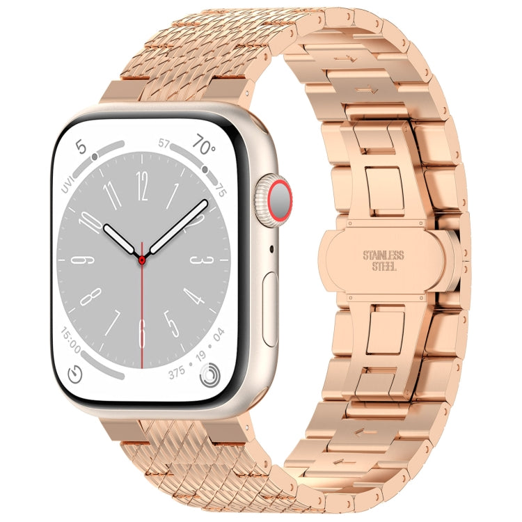 Rynx | For Apple Watch Series 9 45mm Twill Stainless Steel Bracelet (Rose Gold)