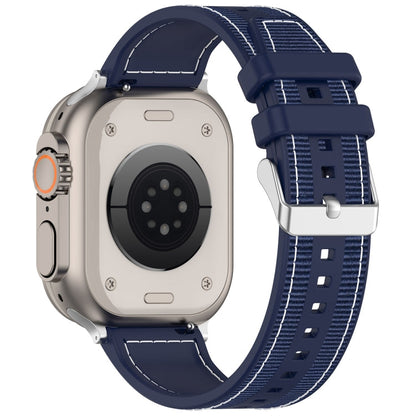 Rynx | For Apple Watch Series 9 45mm Neat Buckle Hybrid Nylon Braided Silicone Watch Band (Midnight Blue)