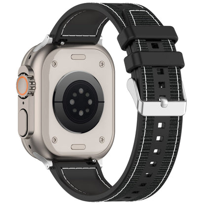 Rynx | For Apple Watch Series 9 41mm Regular Buckle Hybrid Nylon Braided Silicone Strap (Black)