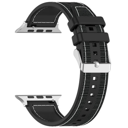 Rynx | For Apple Watch Series 9 41mm Regular Buckle Hybrid Nylon Braided Silicone Strap (Black)