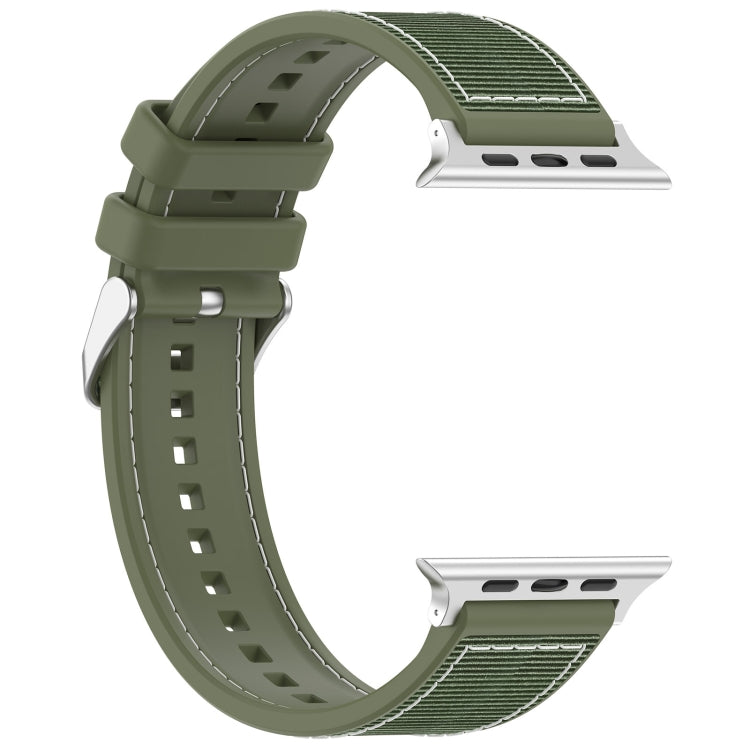 Rynx | For Apple Watch SE 2022 40mm Regular Buckle Hybrid Nylon Weave Silicone Watch Band (Green)