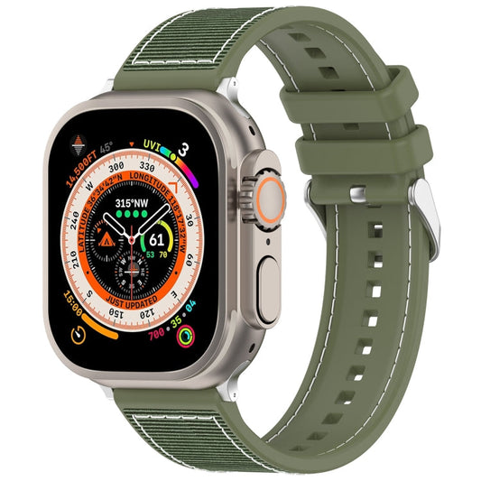 Rynx | For Apple Watch Series 4 40mm Neat Buckle Hybrid Nylon Braided Silicone Watch Band (Green)