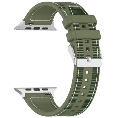 Rynx | For Apple Watch Series 4 40mm Neat Buckle Hybrid Nylon Braided Silicone Watch Band (Green)