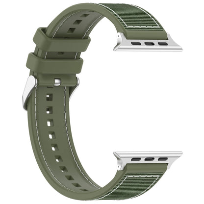 Rynx | For Apple Watch Series 4 40mm Neat Buckle Hybrid Nylon Braided Silicone Watch Band (Green)