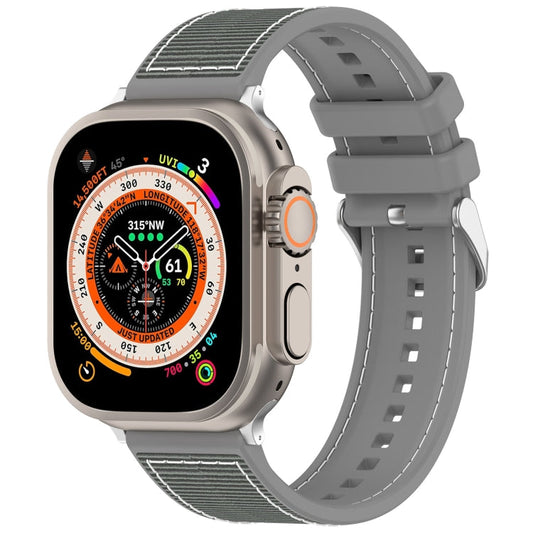 Rynx | For Apple Watch Series 2 42mm Classic Buckle Hybrid Nylon Braided Silicone Watch Strap (Gray)