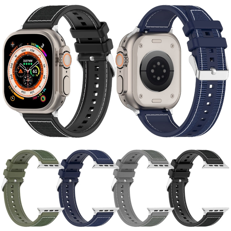 Rynx | For Apple Watch Series 4 40mm Neat Buckle Hybrid Nylon Braided Silicone Watch Band (Green)