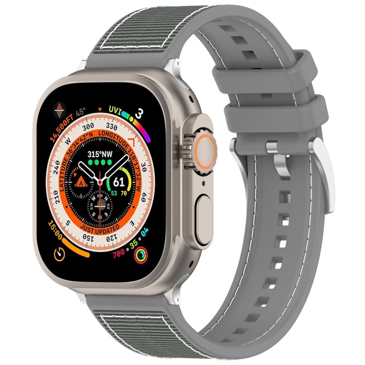 Rynx | For Apple Watch Series 7 45mm Official Buckle Hybrid Nylon Braided Silicone Watch Band (Gray)