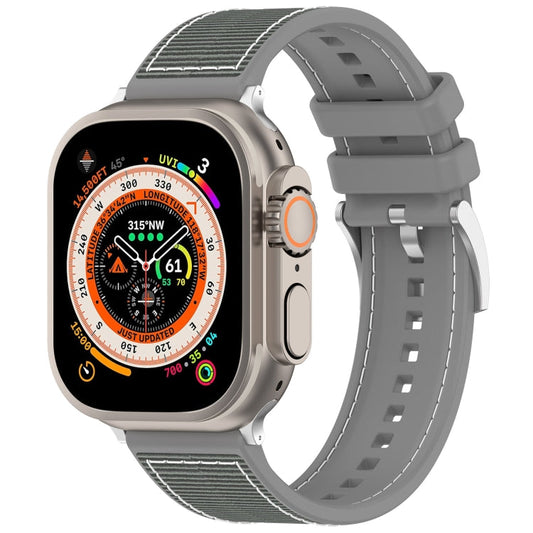 Rynx | For Apple Watch Series 7 45mm Official Buckle Hybrid Nylon Braided Silicone Watch Band (Gray)