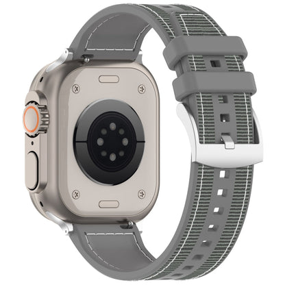 Rynx | For Apple Watch Series 7 45mm Official Buckle Hybrid Nylon Braided Silicone Watch Band (Gray)