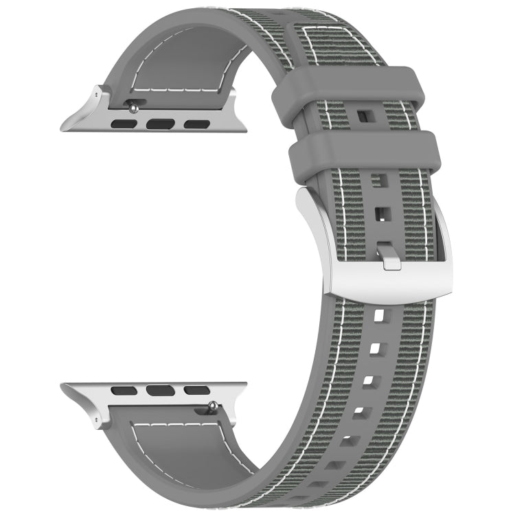 Rynx | For Apple Watch Series 7 45mm Official Buckle Hybrid Nylon Braided Silicone Watch Band (Gray)