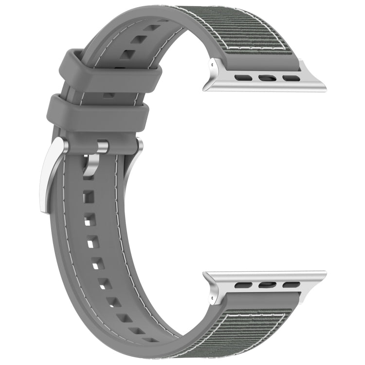 Rynx | For Apple Watch Series 7 45mm Official Buckle Hybrid Nylon Braided Silicone Watch Band (Gray)
