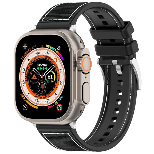 Rynx | For Apple Watch Series 5 40mm Official Buckle Hybrid Nylon Braided Silicone Band (Black)
