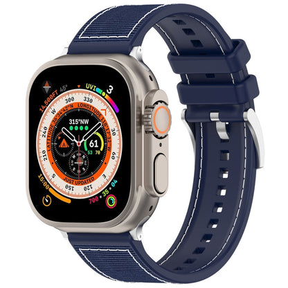 Rynx | For Apple Watch Series 4 40mm Official Buckle Hybrid Nylon Braided Silicone Strap (Midnight Blue)