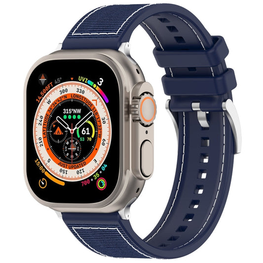 Rynx | For Apple Watch Series 4 40mm Official Buckle Hybrid Nylon Braided Silicone Strap (Midnight Blue)