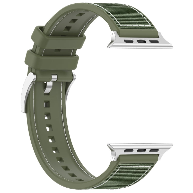 Rynx | For Apple Watch Series 4 40mm Official Buckle Hybrid Nylon Braided Silicone Strap (Green)