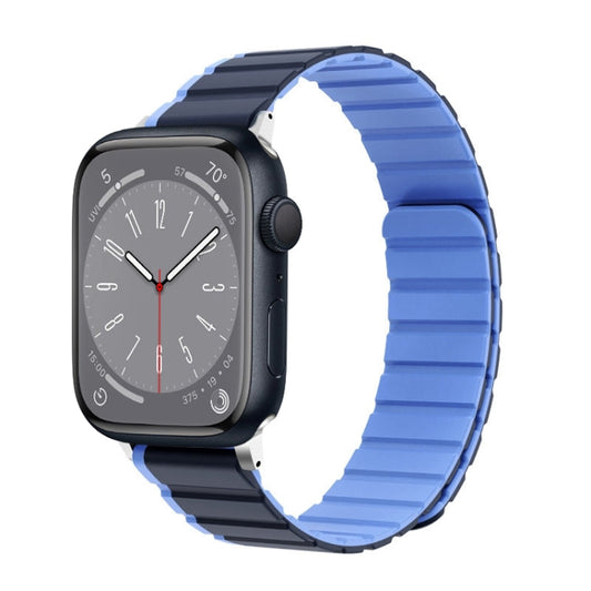 Rynx | For Apple Watch Series 8 45mm ZGA Two-Color Magnetic Silicone Band (Dark Blue + Light Blue)