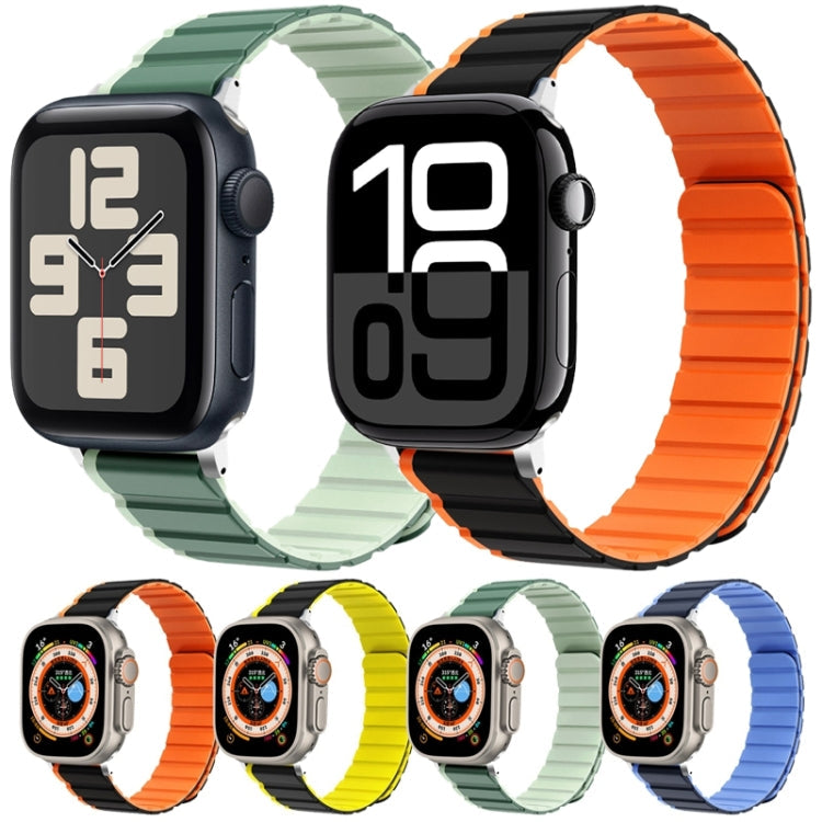 Rynx | For Apple Watch Series 6 44mm ZGA Two-Color Magnetic Silicone Watch Band (Black+Orange)